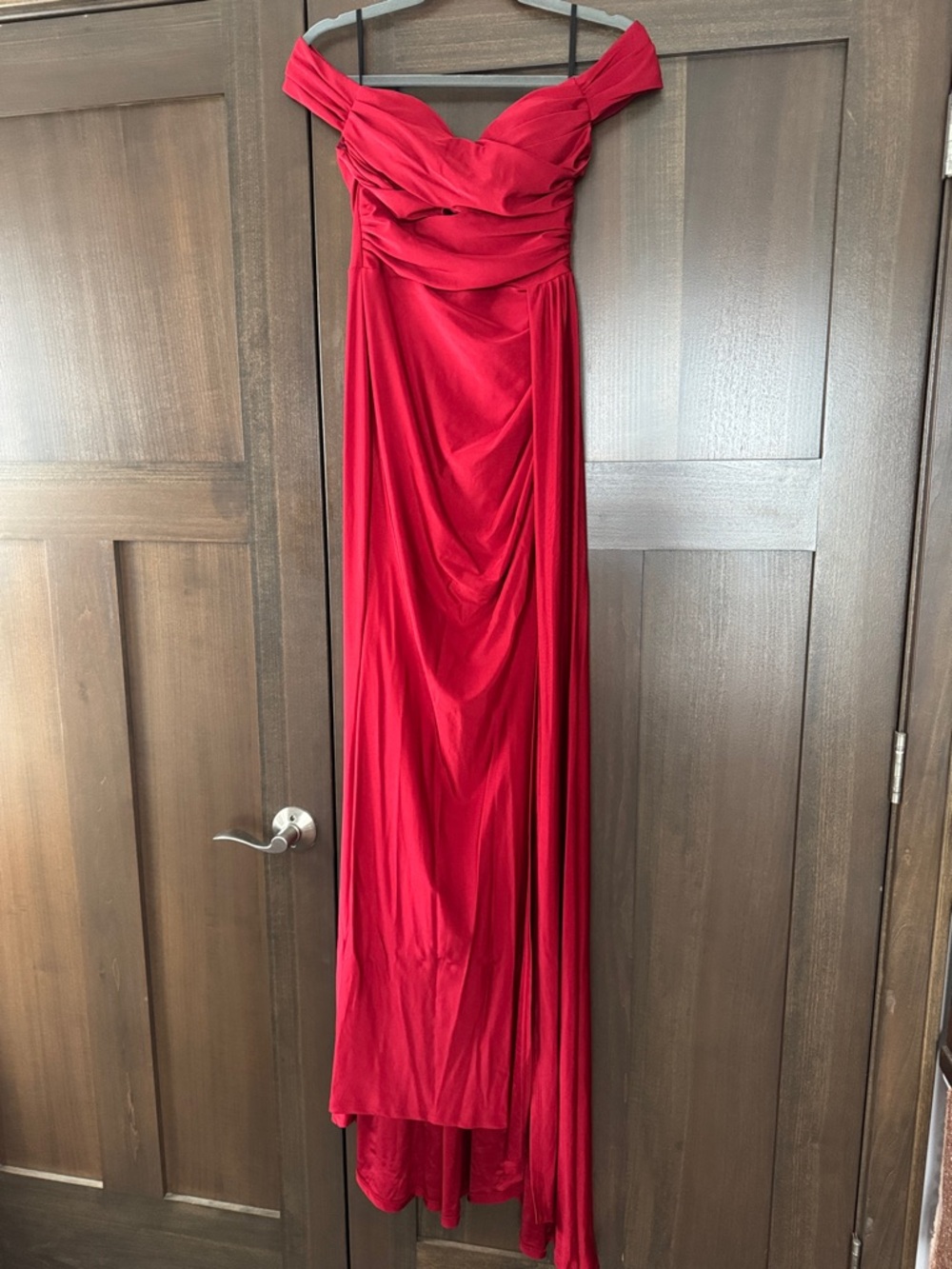 Off Shoulder Satin Stretch Dress